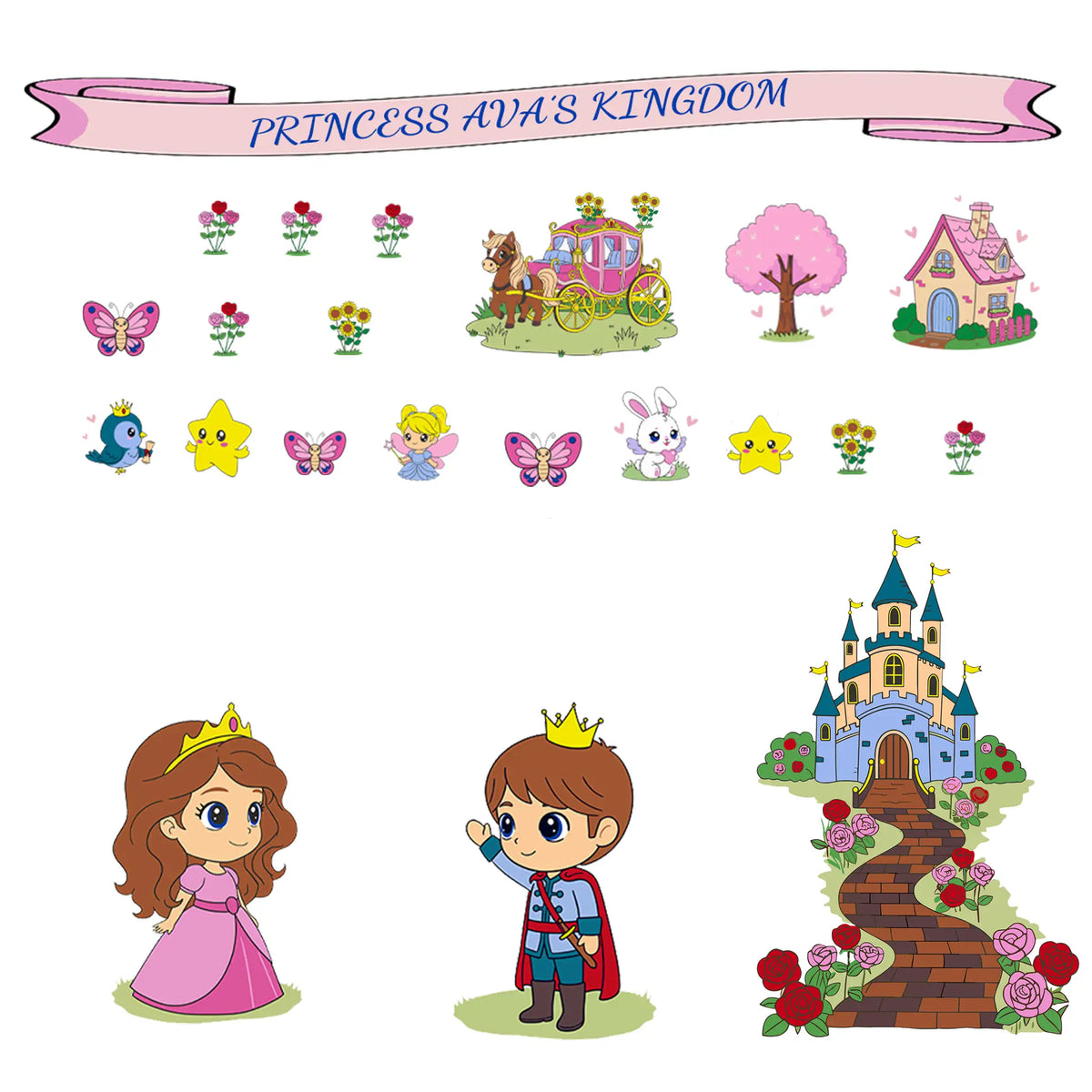 🏰 Princess Paint N Stick Wall Decal Kit Complete Kit • Full Fairytale Kingdom