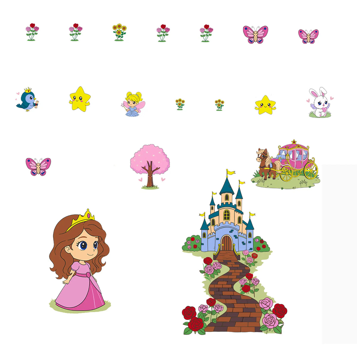 👑 Princess Paint N Stick Wall Decal Kit Signature Kit • Magical Princess Scene