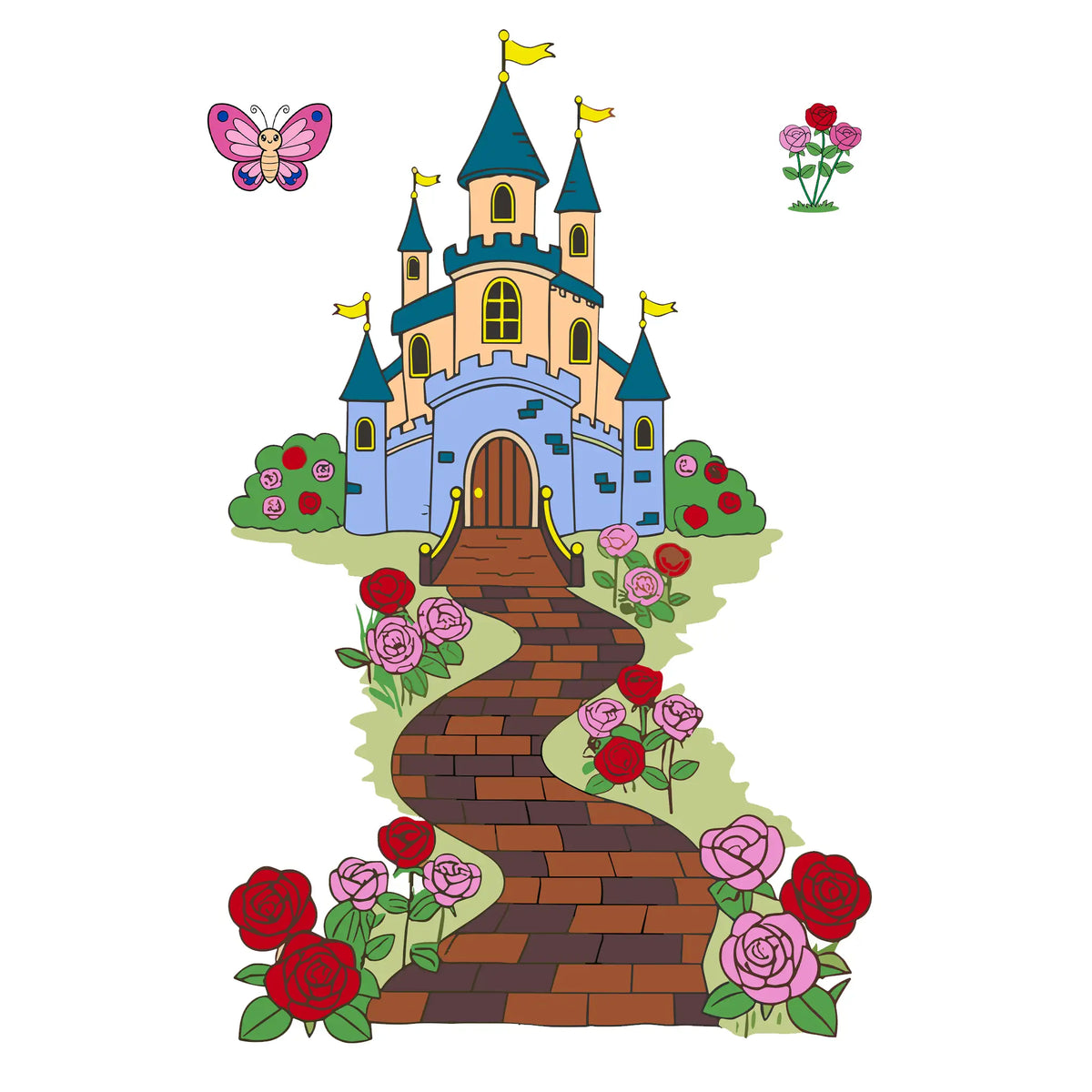 🏰 Princess Paint N Stick Wall Decal Kit Castle Scene Essentials Kit