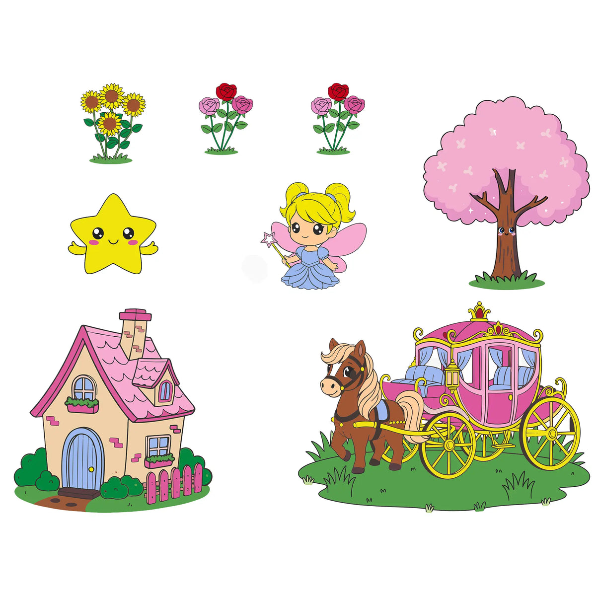 🏡 Princess Paint N Stick Wall Decal Kit Essentials Kit • Fairy Cottage Scene